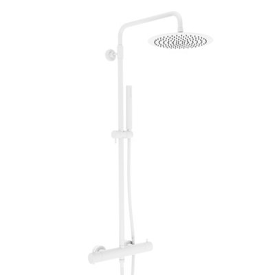 Homestylestore Chalk Thermostatic Bar Mixer Valve Fixed Rainfall Shower Head Handset Kit from B&Q