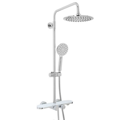 Homestylestore Chrome Round Thermostatic Bar Mixer Shower Valve Rainfall Shower Head Multifunction Hand Shower Bath Spout from B&Q