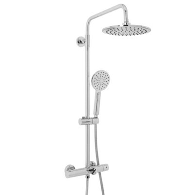 Homestylestore Chrome Round Thermostatic Bar Mixer Shower Valve Shower Head Multifunction Hand Shower Bath Spout from B&Q