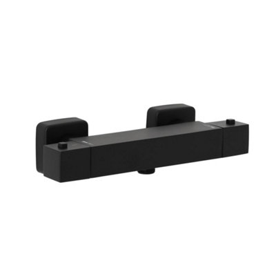 Homestylestore Black Square Thermostatic Bar Mixer Shower Valve from B&Q