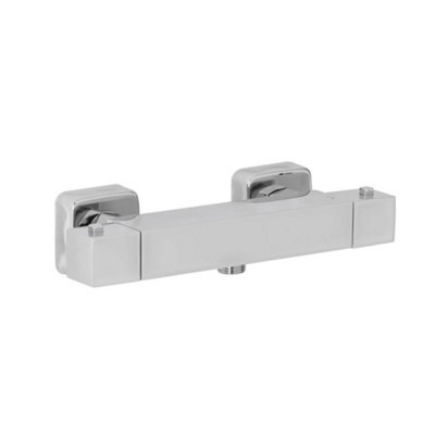 Homestylestore Chrome Square Thermostatic Bar Mixer Shower Valve from B&Q
