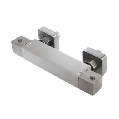 Homestylestore Gunmetal Grey Square Thermostatic Bar Mixer Shower Valve from B&Q