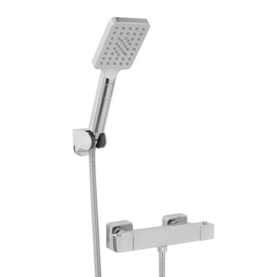 Homestylestore Chrome Square Thermostatic Bar Mixer Shower Valve Multifunction Hand Shower from B&Q