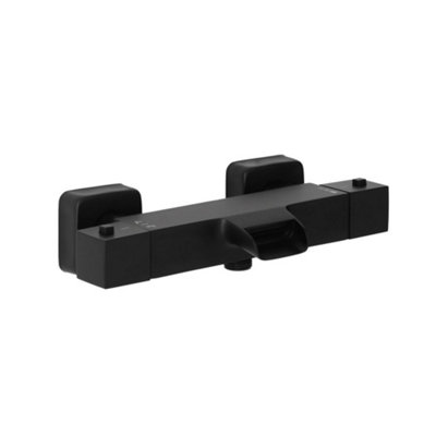 Homestylestore Black Square Thermostatic Bar Mixer Shower Valve Bath Spout from B&Q