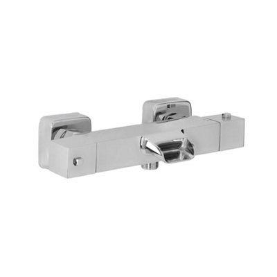 Homestylestore Chrome Square Thermostatic Bar Mixer Shower Valve Bath Spout from B&Q