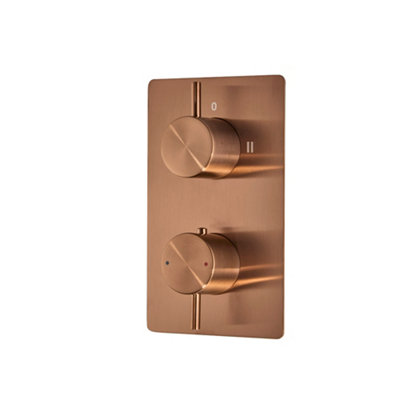 Homestylestore Brushed Copper 2 Outlet Twin Diverter Thermostatic Concealed Mixer Shower Valve from B&Q
