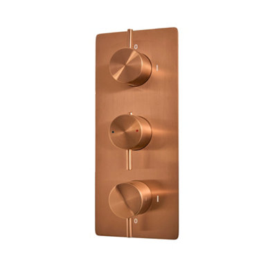 Homestylestore Brushed Copper 2 Outlet Triple Thermostatic Concealed Mixer Shower Valve from B&Q