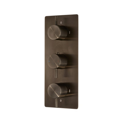 Homestylestore Black Nickel 2 Outlet Triple Thermostatic Concealed Mixer Shower Valve from B&Q