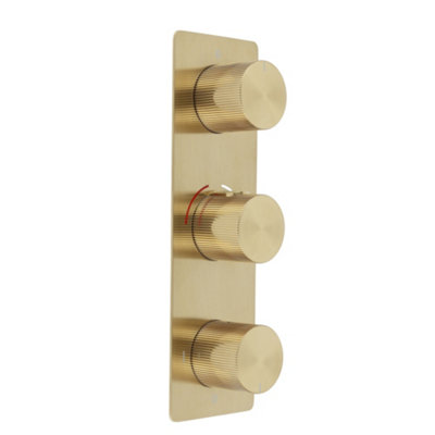 Homestylestore Brushed Brass 3 Outlet Diverter Thermostatic Concealed Mixer Shower Valve from B&Q