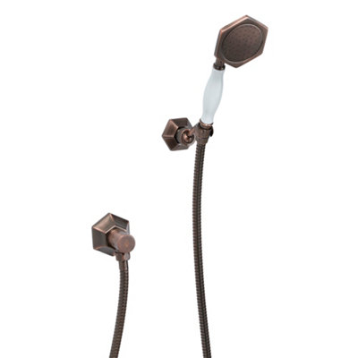 Homestylestore Aged Bronze Art Deco Telephone Style Hand Shower Handset Outlet Elbow Wall Bracket from B&Q