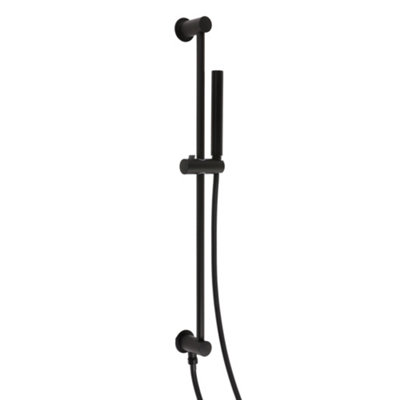 Homestylestore Black Bathroom Riser Rail Slide Bar Kit Pencil Hand Shower Integrated Elbow from B&Q