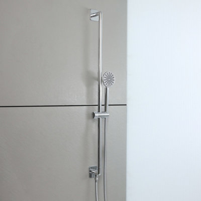 Homestylestore Chrome Bathroom Riser Rail Slide Bar Kit Hand Shower Integrated Elbow from B&Q