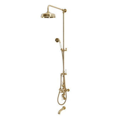 Homestylestore Brass Grand Rigid Riser With Exposed Thermostatic Mixer ValveRound Shower HeadHand Shower And Bath Spout from B&Q