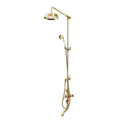 Homestylestore Brass Grand Rigid Riser Exposed Thermostatic Mixer ValveRound Shower HeadHand Shower And Bath Spout from B&Q