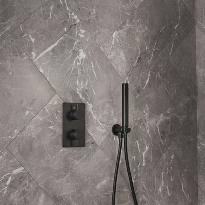 Homestylestore Black Twin Thermostatic Mixer Valve Hand Shower Handset Kit from B&Q