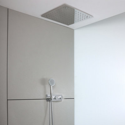Homestylestore Chrome Diverter Thermostatic Mixer Shower Valve 400mm Rainfall Shower Head Handset Kit from B&Q