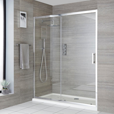 Homestylestore 1200mm Chrome Reversible Wet Room Shower Enclosure Sliding Door from B&Q