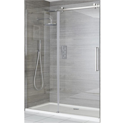Homestylestore 1000mm Chrome Reversible Wet Room Frameless Shower Enclosure Sliding Door from B&Q