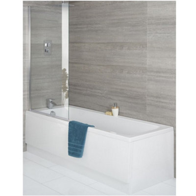 Homestylestore White Bathroom Single Ended Bath With ScreenSide And End Panels 1700 X 700mm from B&Q