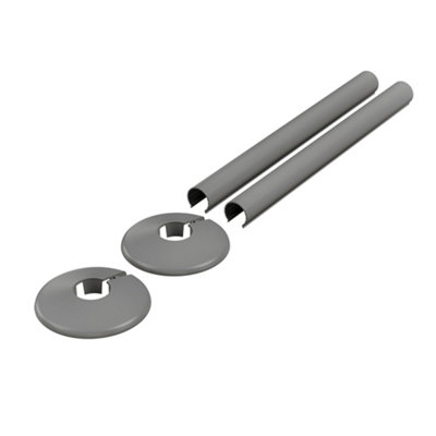 Homestylestore Anthracite 15mm Heated Towel Rail Radiator Clip On Pipe Cover Kit from B&Q