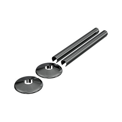 Homestylestore Black Nickel 15mm Heated Towel Rail Radiator Clip On Pipe Cover Kit from B&Q