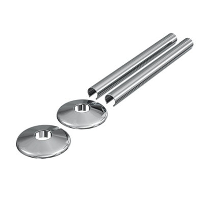 Homestylestore Chrome 15mm Heated Towel Rail Radiator Clip On Pipe Cover Kit from B&Q