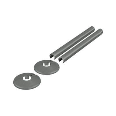 Homestylestore Pewter 15mm Heated Towel Rail Radiator Clip On Pipe Cover Kit from B&Q