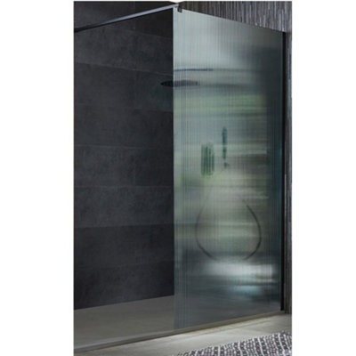 Homestylestore Black Walk In Fluted Glass Shower Enclosure Grey Slate Tray 1700 X 900mm from B&Q
