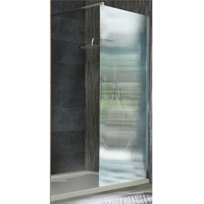 Homestylestore Chrome Walk In Fluted Glass Shower Enclosure White Tray 1100 X 700mm from B&Q