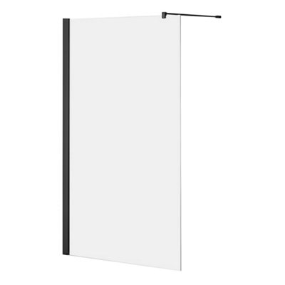Homestylestore Black Reversible Wet Room Shower Enclosure Screen 1000mm from B&Q