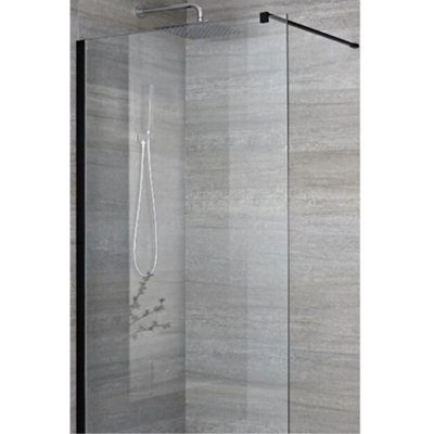 Homestylestore 700mm Black Recessed Walk In Wet Room Shower Enclosure With 400mm Tile Insert Shower Drain from B&Q