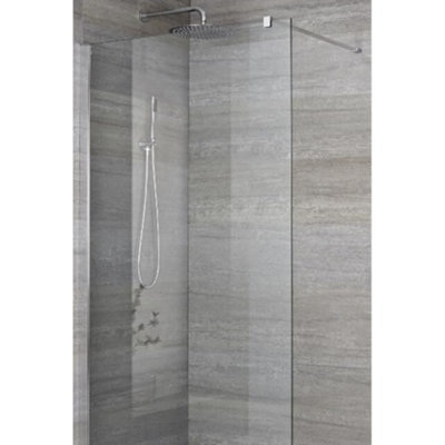 Homestylestore 900mm Chrome Recessed Walk In Wet Room Shower Enclosure ScreenProfile And Support Arm 1200mm Linear Shower Drain from B&Q