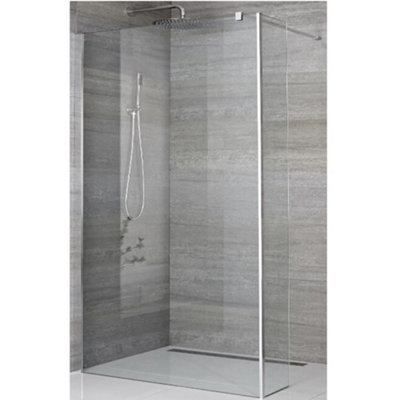 Homestylestore 700mm Chrome Recessed Walk In Wet Room Shower Enclosure With 1200mm Tile Shower Drain from B&Q