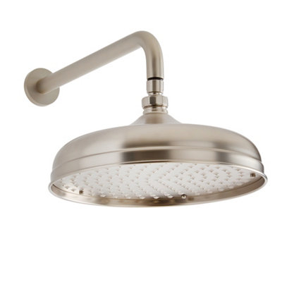 Homestylestore 300mm Brushed Nickel Round Fixed Rainfall Shower Head With Wall Mounted Arm from B&Q