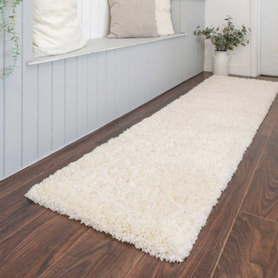 Loomed Super Soft Cream Shaggy Runner Rug 60X240Cm from B&Q
