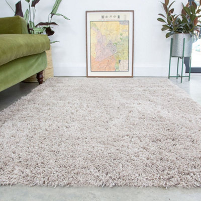Loomed Super Soft Beige Shaggy Area Rug 200X290Cm from B&Q