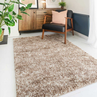 Loomed Super Soft Natural Beige Mottled Shaggy Area Rug 160X230Cm from B&Q
