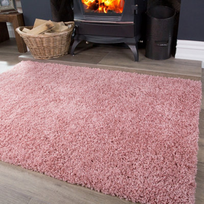 Loomed Soft Value Blush Pink Shaggy Area Rug 180X270Cm from B&Q