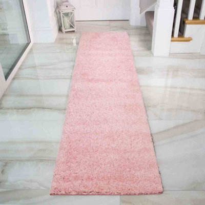 Loomed Soft Value Blush Pink Shaggy Runner Rug 60X230Cm from B&Q