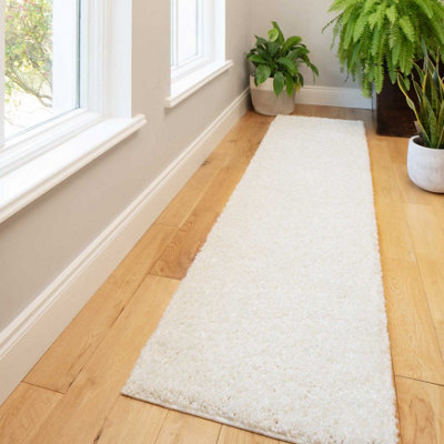 Loomed Soft Value Cream Shaggy Runner Rug 60X230Cm from B&Q