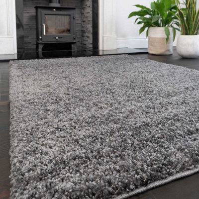 Loomed Soft Value Grey Shaggy Area Rug 110X160Cm from B&Q