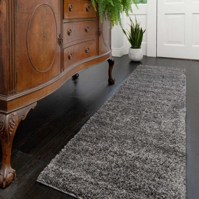 Loomed Soft Value Grey Shaggy Runner Rug 60X230Cm from B&Q