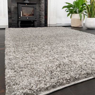 Loomed Soft Value Silver Grey Shaggy Area Rug 180X270Cm from B&Q