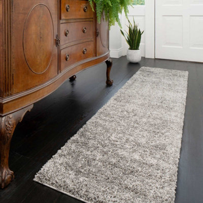 Loomed Soft Value Silver Grey Shaggy Runner Rug 60X230Cm from B&Q