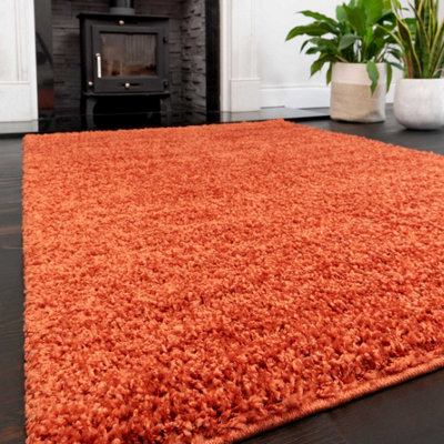 Loomed Soft Value Orange Terracotta Shaggy Area Rug 180X270Cm from B&Q