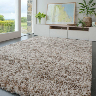 Loomed Super Soft Mottled Tonal Brown & Beige Shaggy Area Rug 200X290Cm from B&Q