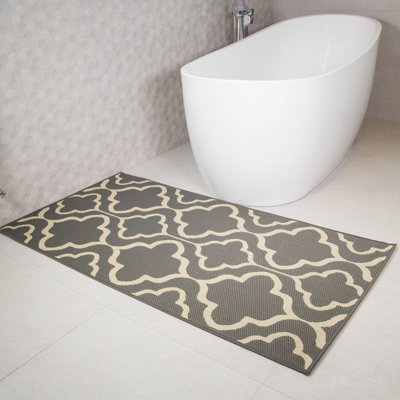 Loomed Grey Trellis Flatweave Indoor Outdoor Rug 80X150Cm