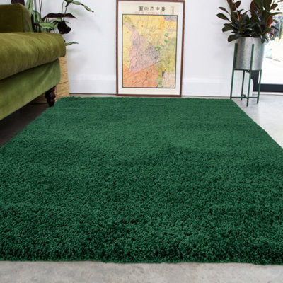 Loomed Super Soft Emerald Green Shaggy Area Rug 200X290Cm from B&Q