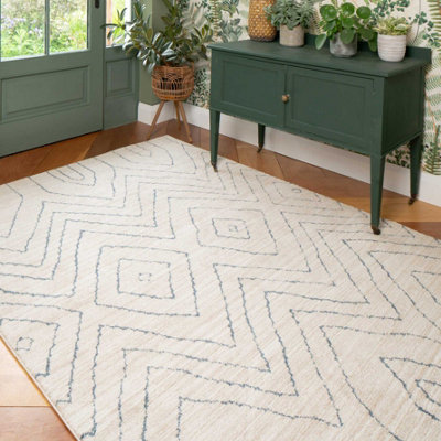Loomed Beige Abstract Chevron Moroccan Berber Living Area Rug 160X230Cm from B&Q