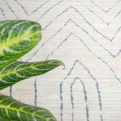 Loomed Beige Abstract Chevron Moroccan Berber Runner Rug 60X240Cm from B&Q